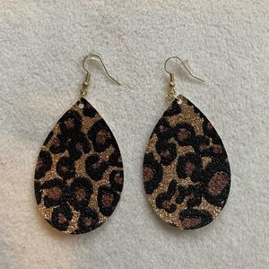 sparkly cheetah teardrop earrings